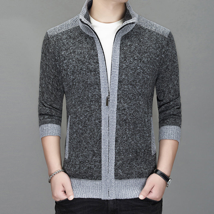 Herren Strickjacke mit modischem Zipper und hochgeschlossenem Kragen Echoarchiv