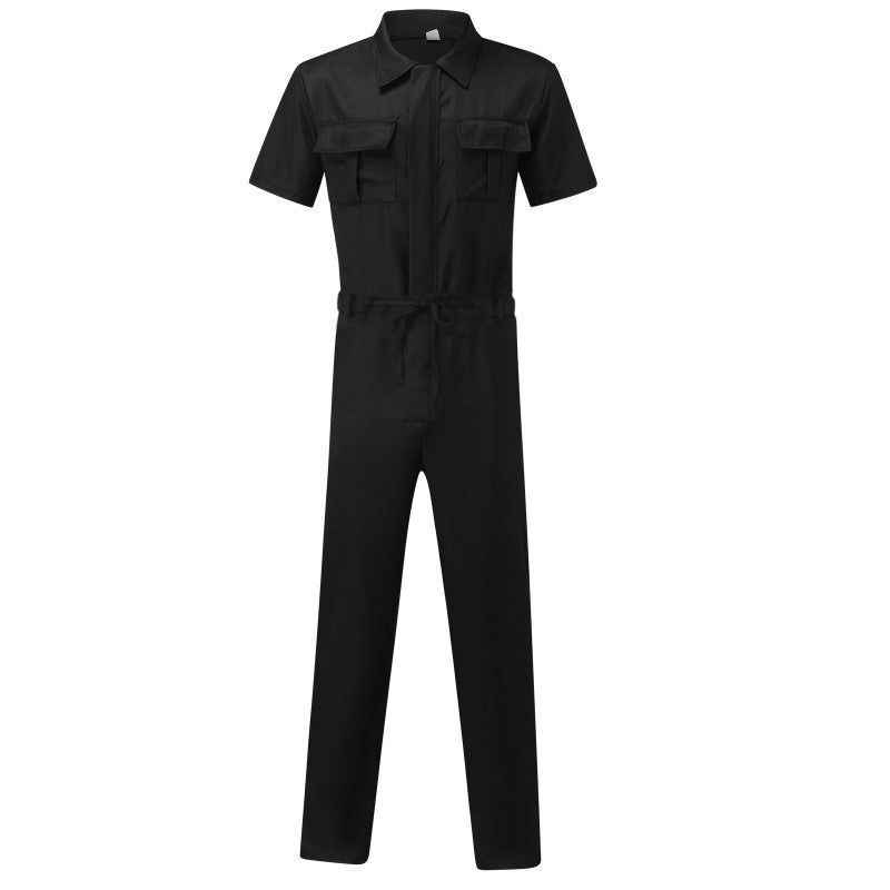 Herren nan Kurzarm-Arbeits-Overall mit Taillengürtel und Brusttaschen Echo Archiv