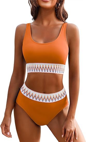 Damen Hochgeschnittener Sport-Bikini mit farbigem Bund Echo Archiv