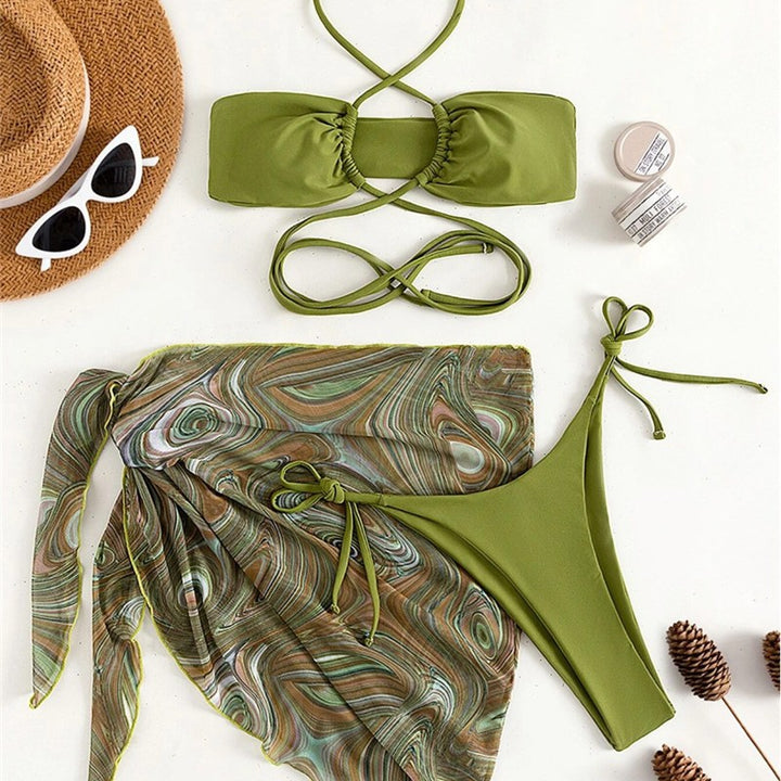 Damen Bikini-Set mit raffiniertem Wickeldesign und dekorativem Oberteil Echo Archiv