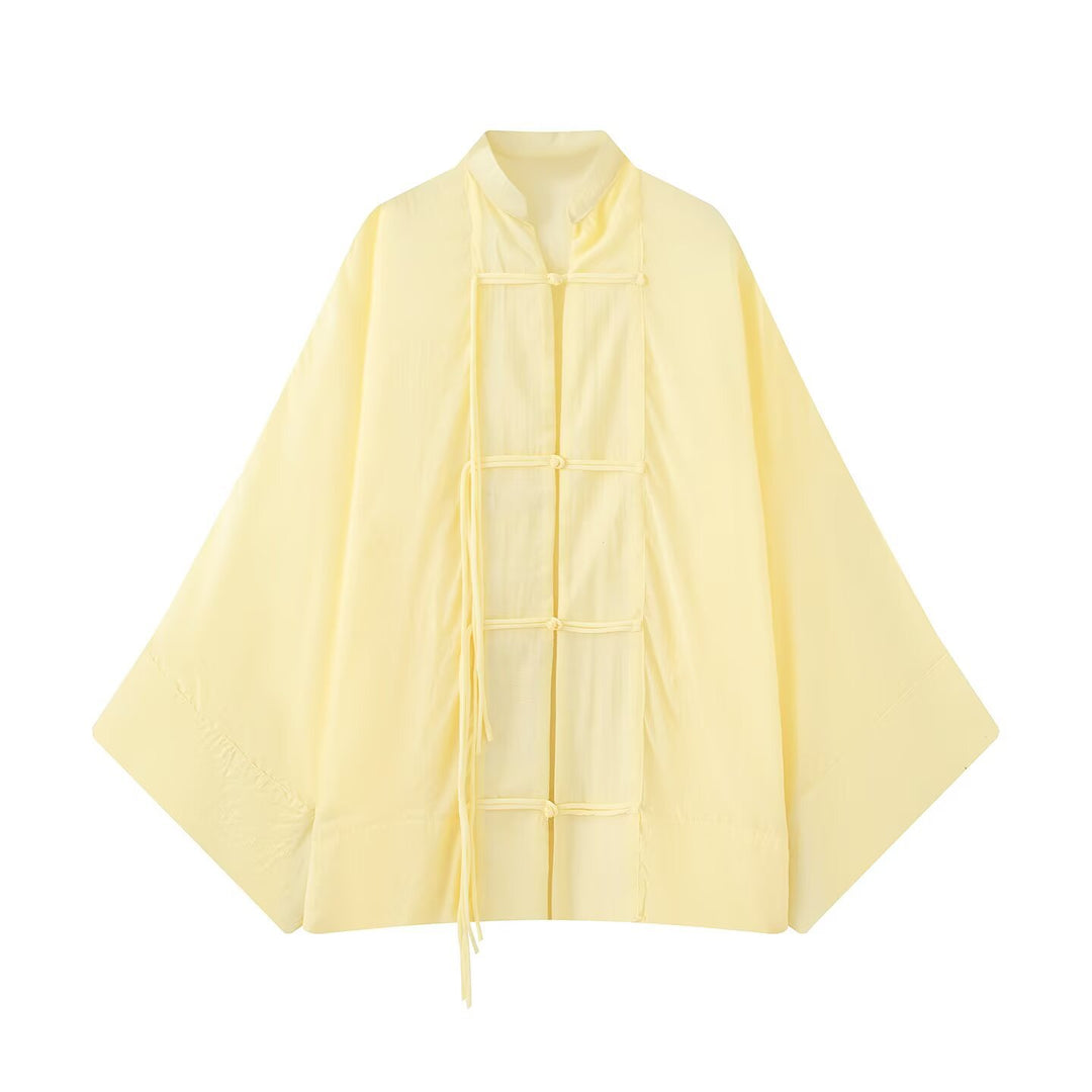 Damen Oversized Kimono-Cape mit traditionellen Knebelverschlüssen Echo Archiv