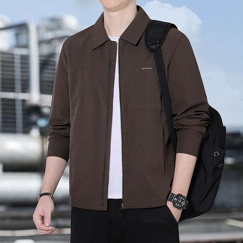 Herren leichte urbane Übergangsjacke mit Reißverschluss, Stehkragen und minimalistischem Design Echoarchiv