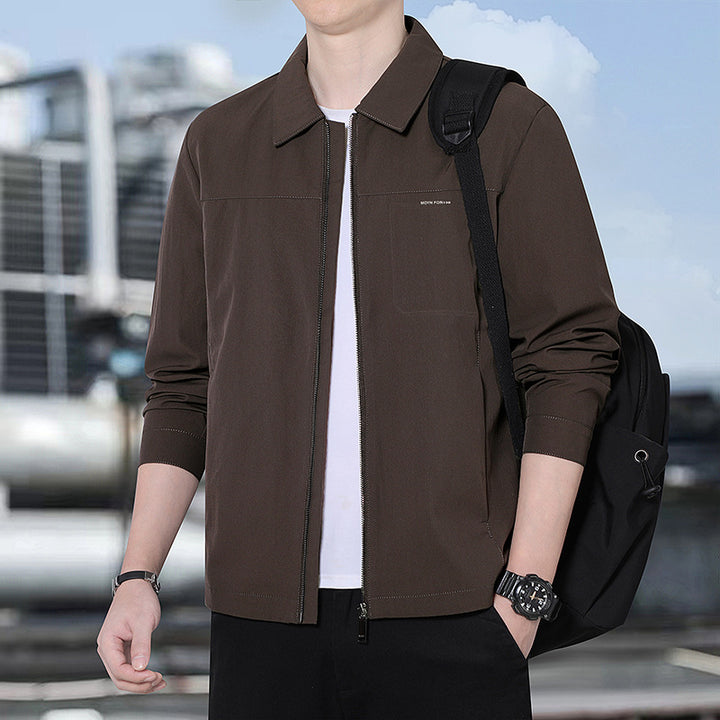 Herren leichte urbane Übergangsjacke mit Reißverschluss, Stehkragen und minimalistischem Design Echoarchiv