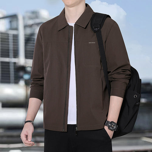 Herren leichte urbane Übergangsjacke mit Reißverschluss, Stehkragen und minimalistischem Design Echoarchiv