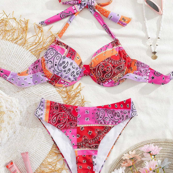 Damen Triangel-Bikini mit verstellbarem Unterteil und einzigartigem Muster Echo Archiv