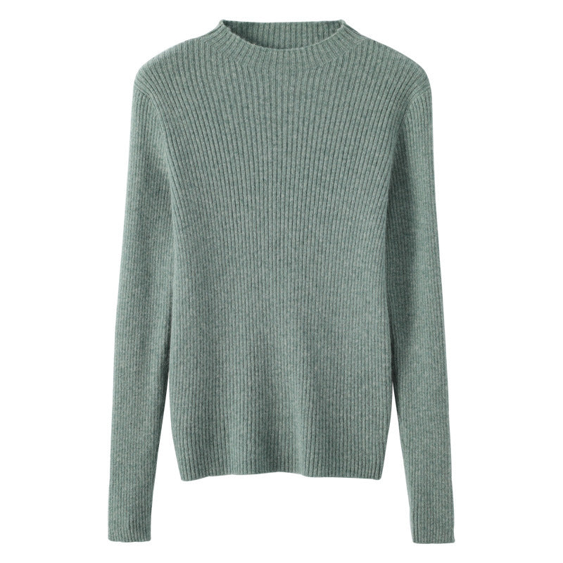 Damen Luxus-Feinstrickpullover mit schmaler Rippenstruktur und kurzem Stehkragen Echoarchiv
