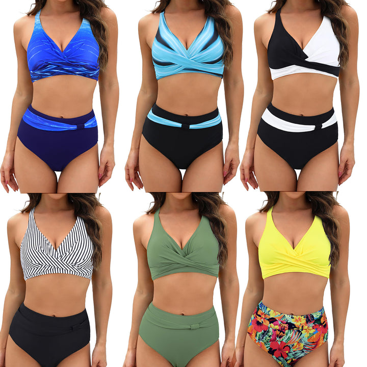 Damen Sportliches Bikini-Set mit stylischem Wickeloberteil und hochgeschnittenem Slip Echo Archiv