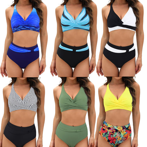 Damen Sportliches Bikini-Set mit stylischem Wickeloberteil und hochgeschnittenem Slip Echo Archiv