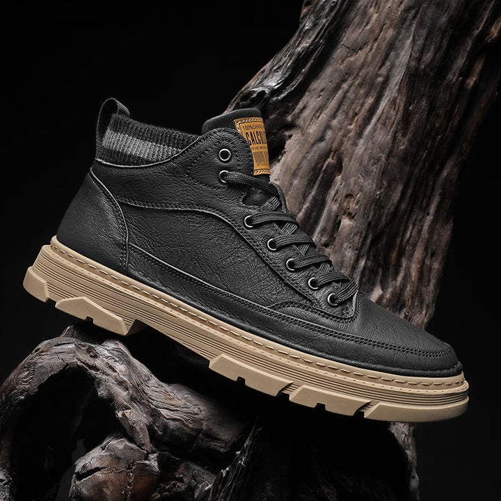 Herren lederoptik High-Top City-Boot Sneaker mit gestricktem Schaftkragen und stoßdämpfender Profilsohle Echo Archiv