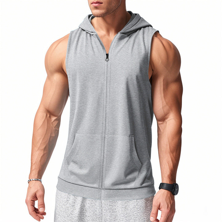 Herren nan funktionale Fitnessweste mit Kapuze, schmaler Passform und Kängurutasche Echo Archiv