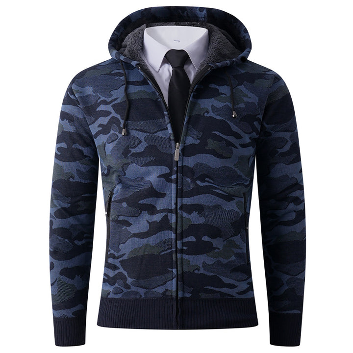 Herren modischer Hoodie mit gefütterter Kapuze und kräftigem Camouflage-Muster Echoarchiv
