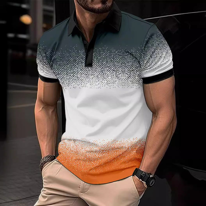 Herren Poloshirt mit modernem Farbverlauf und kurzem Kragen Echoarchiv