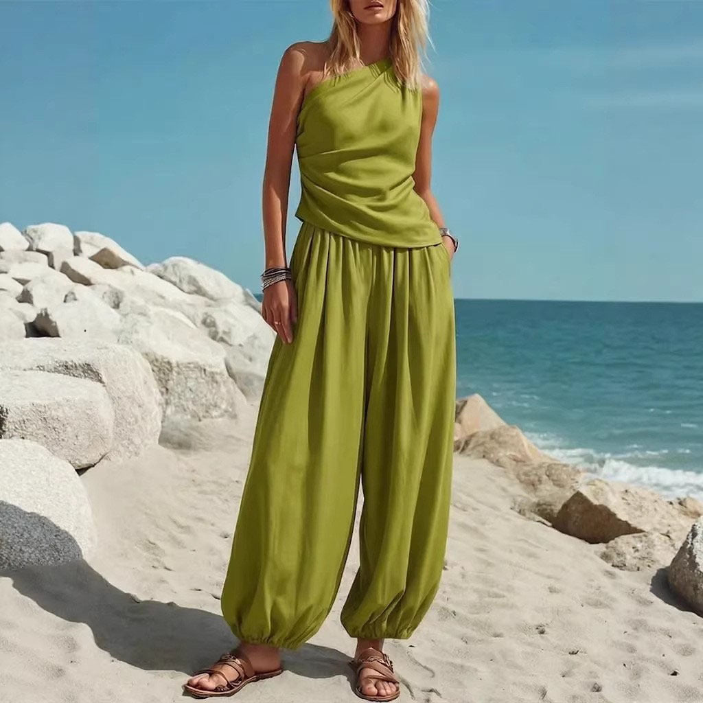 Damen Elegantes Einteiler-Outfit mit Fließendem Schnitt und One-Shoulder-Design Echo Archiv
