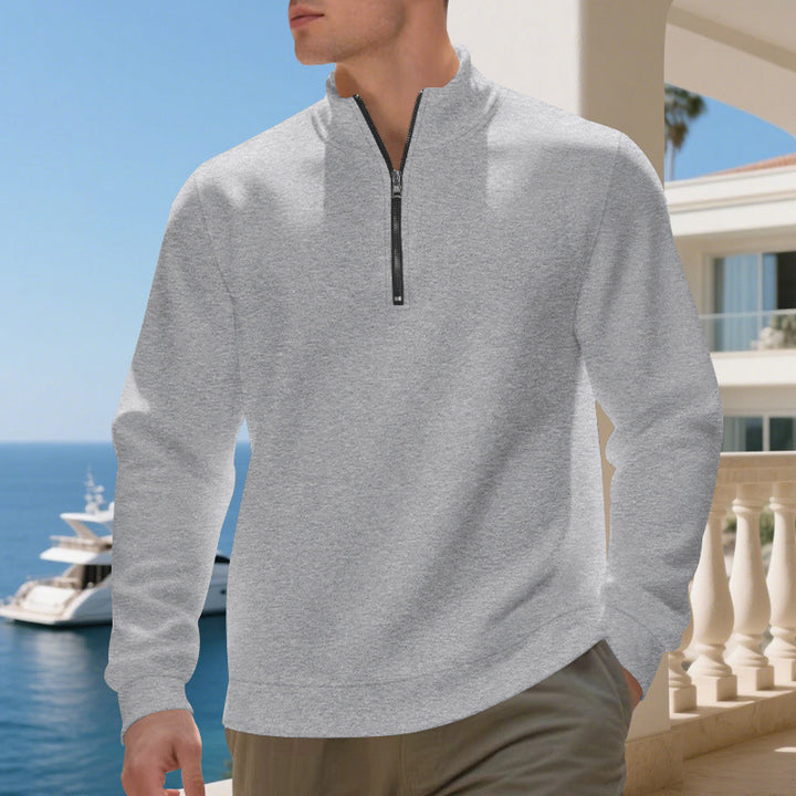 Herren sportlicher Pullover mit halbem Reißverschluss und atmungsaktiver Struktur Echoarchiv