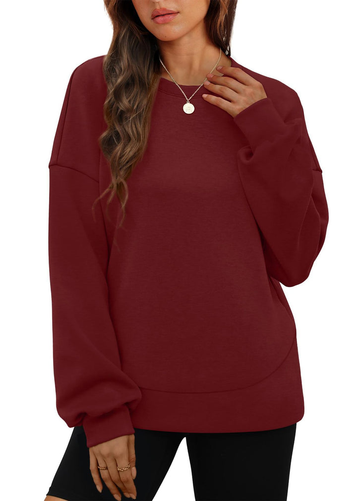 Damen nan lässiges Oversize Rundhals-Sweatshirt mit überschnittener Schulter gerundetem Saum und weichem Innenfutter Echo Archiv