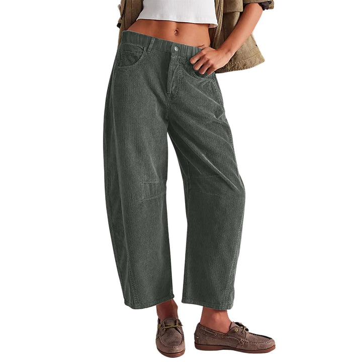 Damen Weite Cordhose mit hoher Taille, Cropped-Bein und Eingriffstaschen Echo Archiv