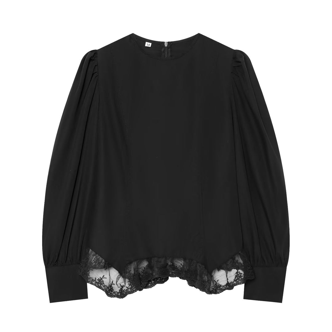 Damen Romantische Bluse mit Puffärmeln und Spitzenbesatz Echo Archiv