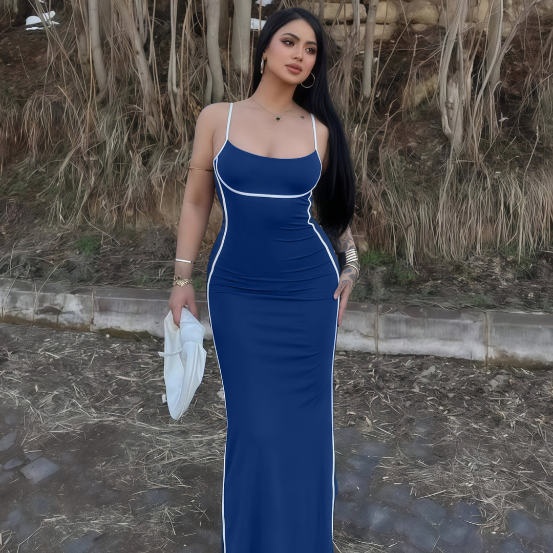 Damen elegantes Maxikleid mit schmalen Trägern und figurformendem Schnitt Echo Archiv