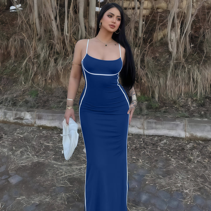 Damen elegantes Maxikleid mit schmalen Trägern und figurformendem Schnitt Echo Archiv