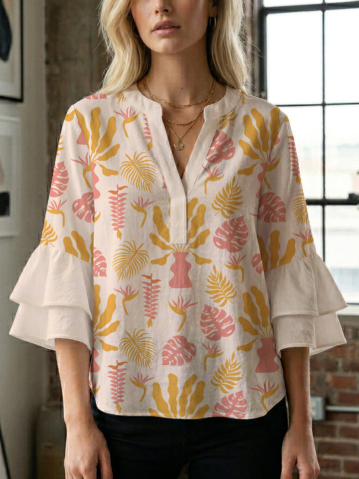 Damen Bluse mit Rüschendetails und auffälligem Animal-Print Echo Archiv