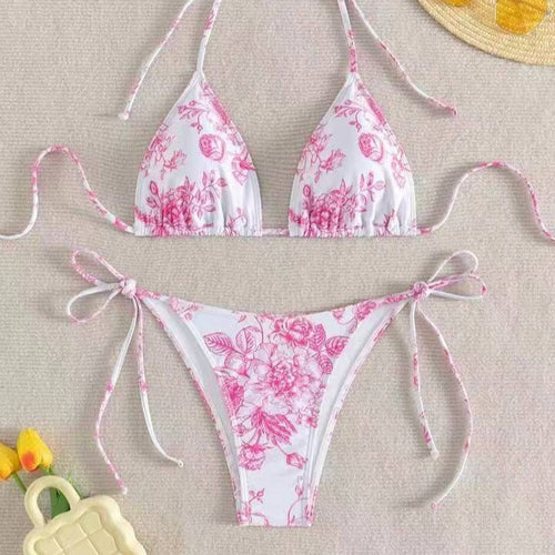 Damen Triangel-Bikini-Set mit zarten Blumenmotiven Echo Archiv