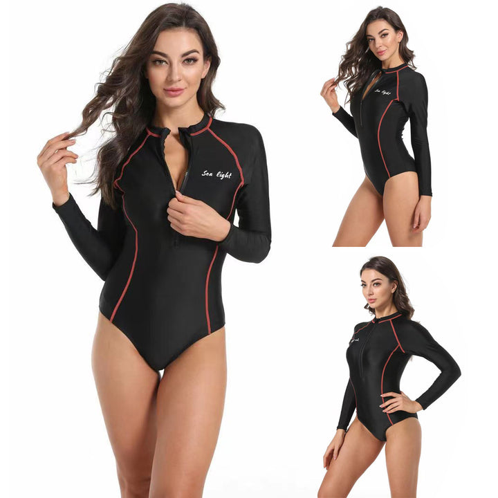 Damen Langarm-Schwimmanzug mit elegantem Reißverschluss und sportlichem Design Echo Archiv