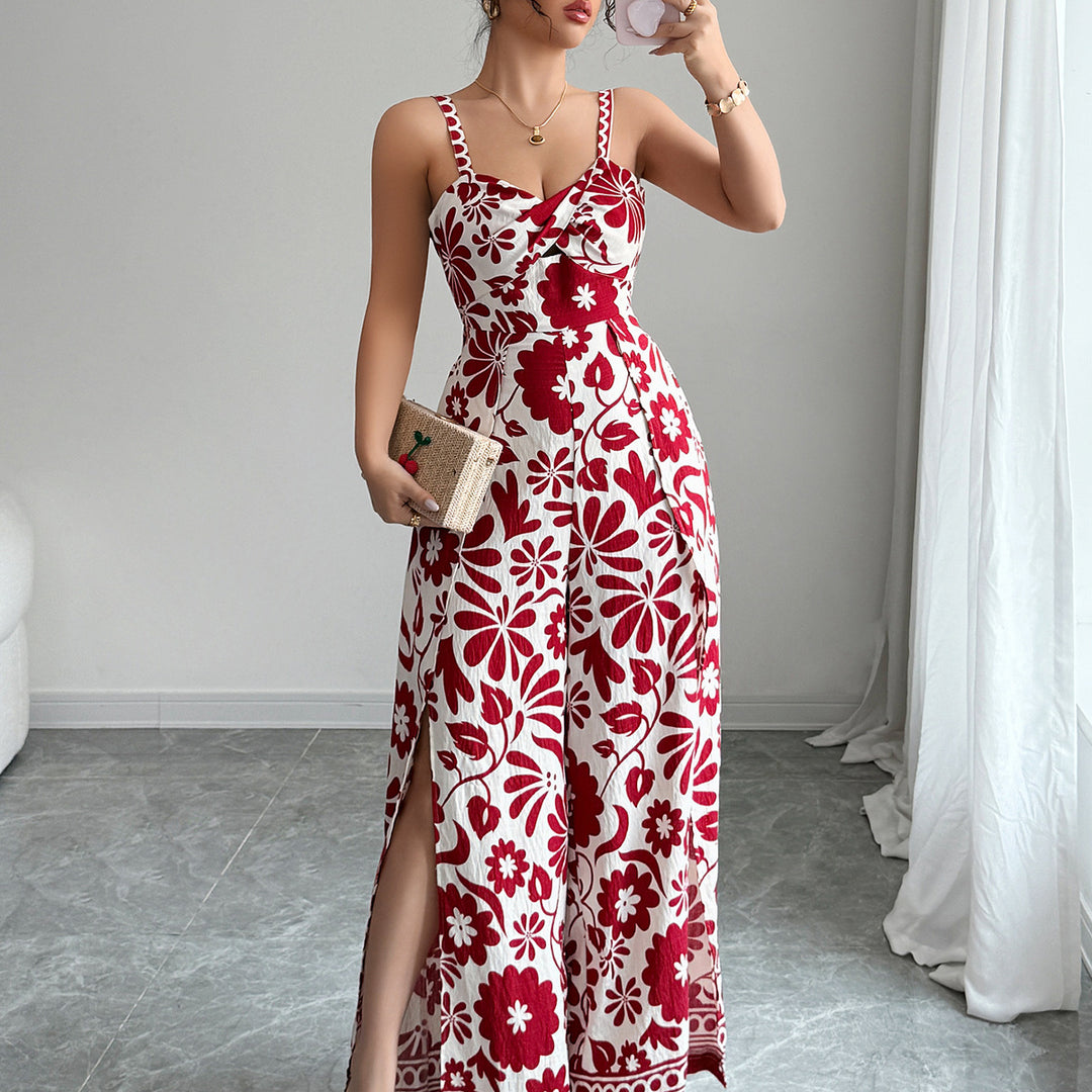 Damen Maxikleid mit tiefem Schlitz und floralem Muster Echo Archiv