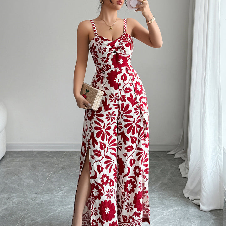 Damen Maxikleid mit tiefem Schlitz und floralem Muster Echo Archiv