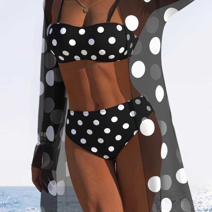 Damen Bikini-Set mit gepolstertem Bustier-Oberteil und elegantem Chiffon-Cover-Up Echo Archiv