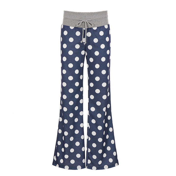 Damen nan ausgestellte Palazzo-Loungehose mit hohem Komfortbund, Kordelzug und gepunktetem Dessin Echo Archiv
