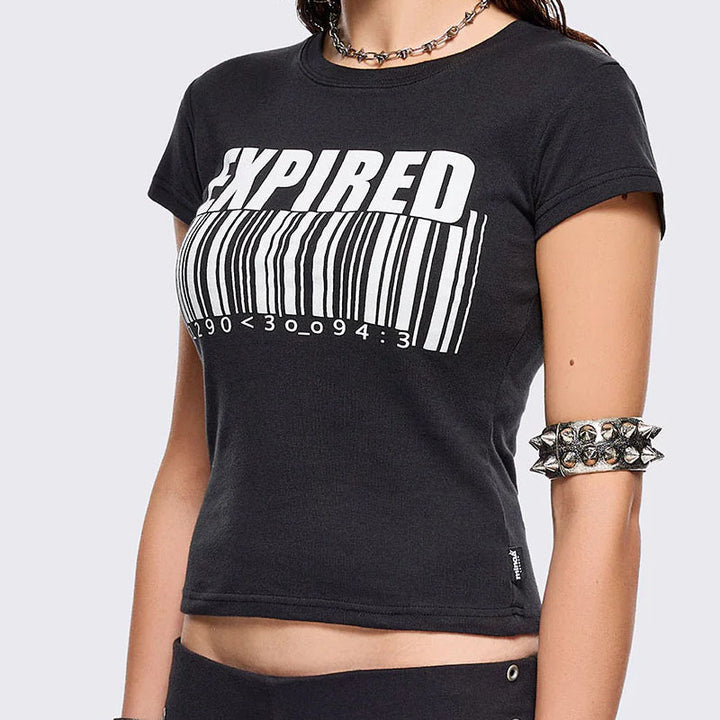 Damen Grafik-T-Shirt mit trendigem Barcode-Print Echo Archiv