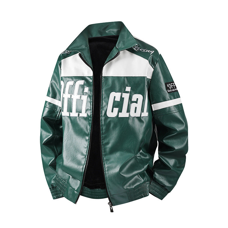 Herren Modische Kunstlederjacke mit Symbol-Design Echo Archiv