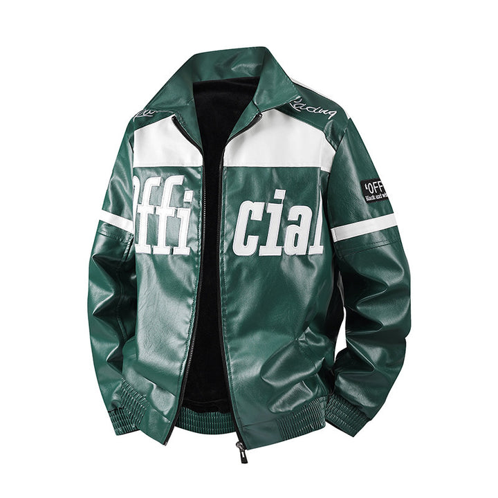 Herren Modische Kunstlederjacke mit Symbol-Design Echo Archiv