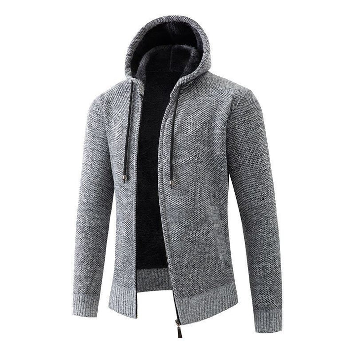 Herren gefütterte Strickjacke mit Kapuze Echoarchiv