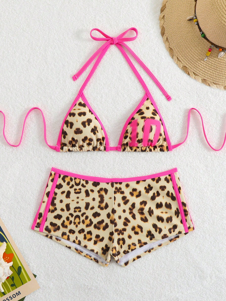 Damen Bikini-Set mit modischem Leopardenmuster und verstellbarem Halter Echo Archiv