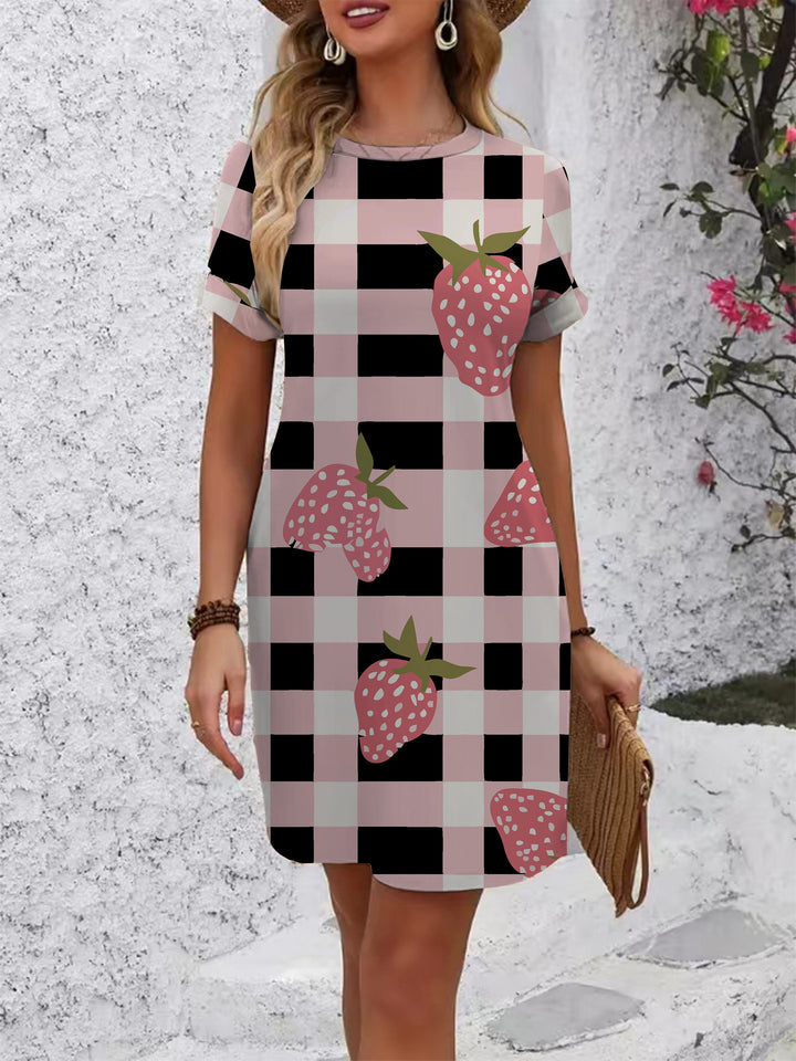 Damen lässiges Kurzarmkleid mit kreativem geometrischen Muster Echo Archiv