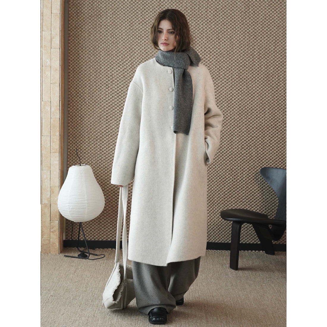 Damen Oversize Wollmix-Mantel mit verdeckter Knopfleiste und weicher Kragenpartie Echoarchiv