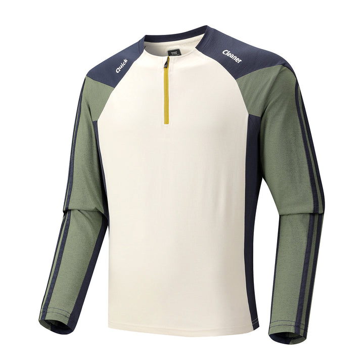 Herren Atmungsaktives Langarm-Trainingsshirt mit kurzem Reißverschluss und Raglanärmeln Echo Archiv