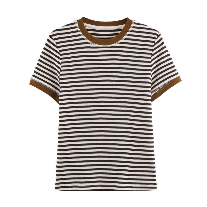 Damen gestreiftes T-Shirt mit kontrastierenden Ärmeln Echo Archiv