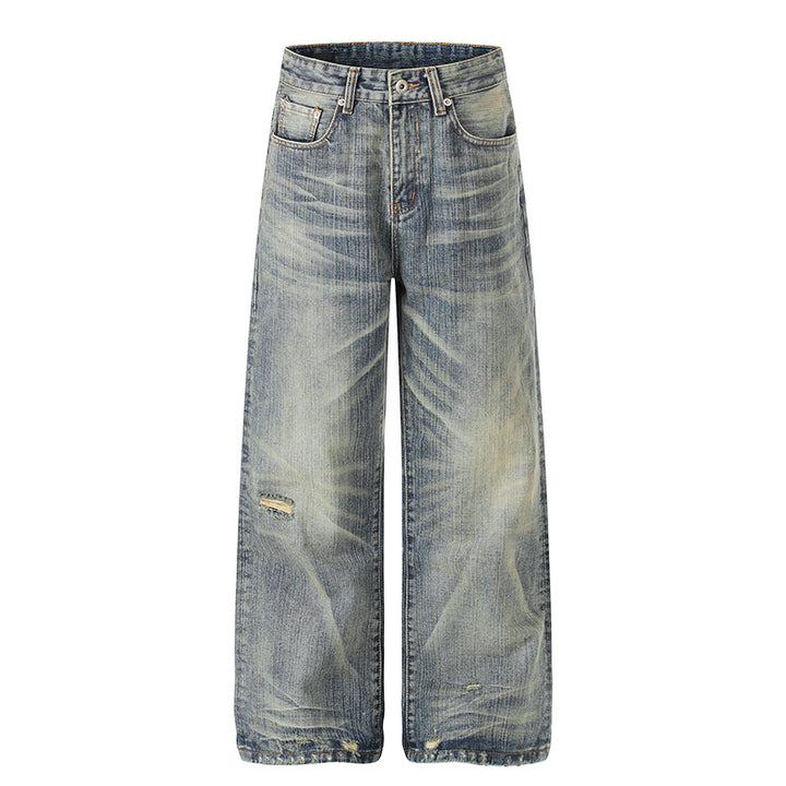 Damen Hochtaillierte Wide‑Leg Destroy‑Jeans mit Used‑Effekt und Culotte‑Silhouette Echoarchiv