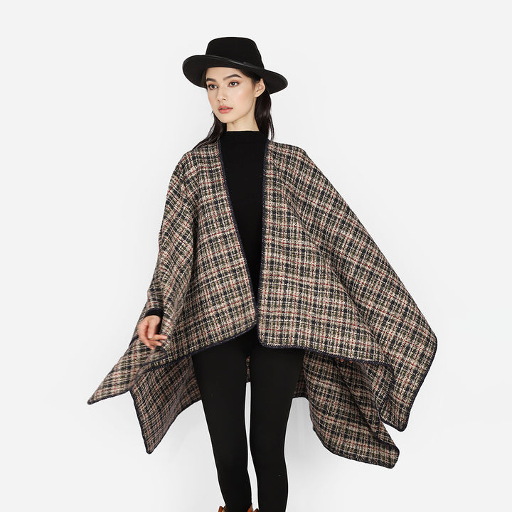 Damen Tweed-Cape mit V-Ausschnitt und Bouclé‑Struktur Echo Archiv