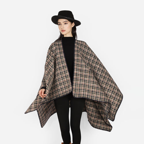 Damen Tweed-Cape mit V-Ausschnitt und Bouclé‑Struktur Echo Archiv