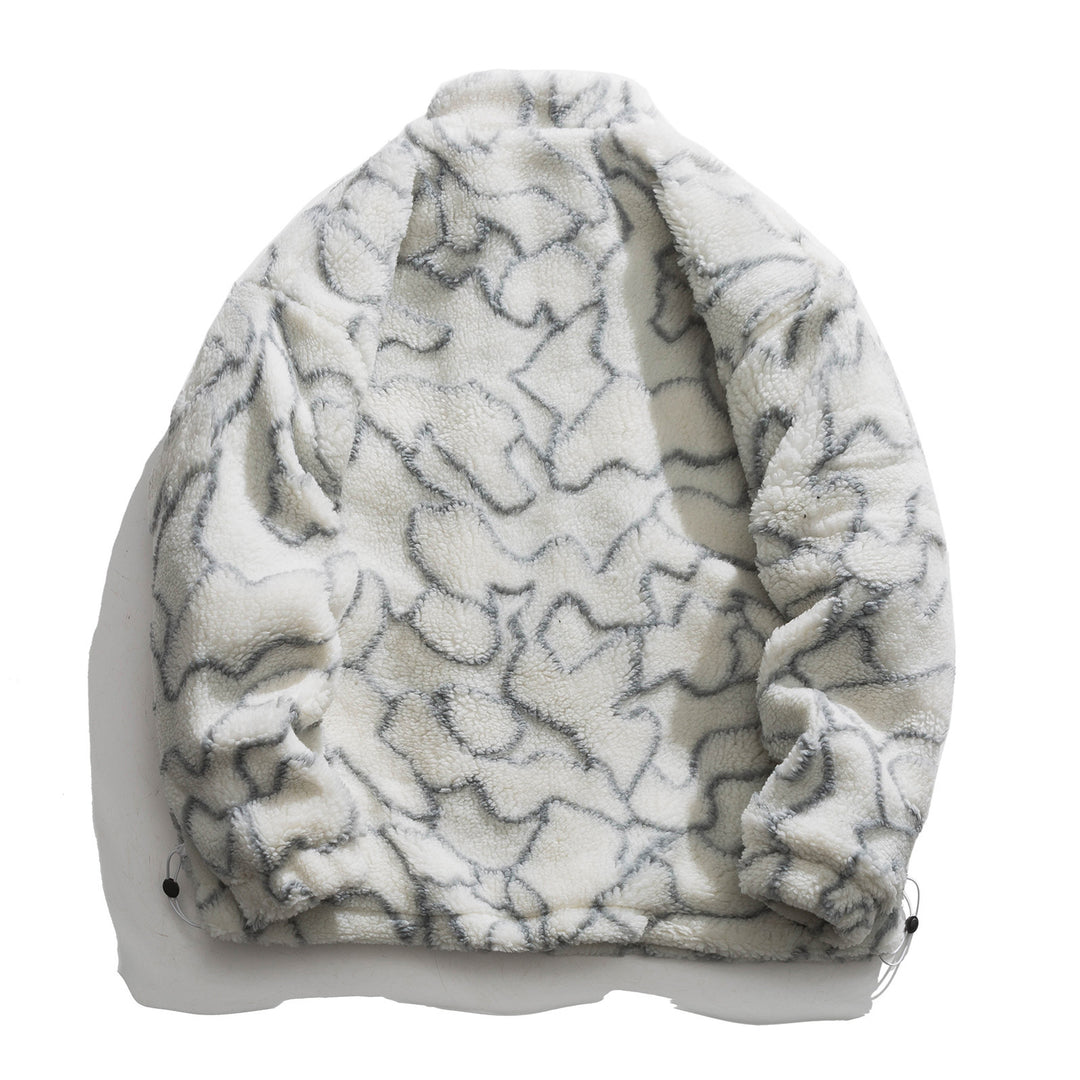 Damen kuschelige Teddy-Fleece Jacke mit Stehkragen und Kordelzug Echoarchiv