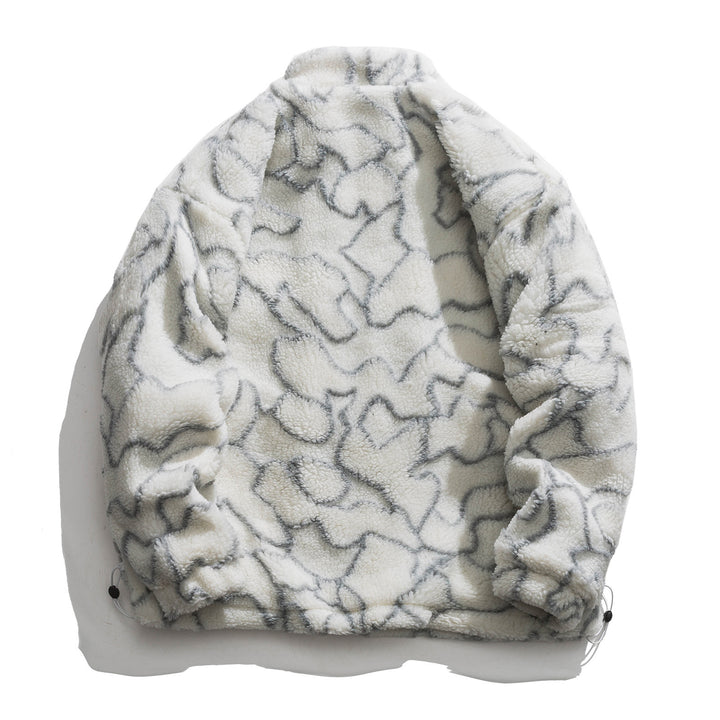 Damen kuschelige Teddy-Fleece Jacke mit Stehkragen und Kordelzug Echoarchiv