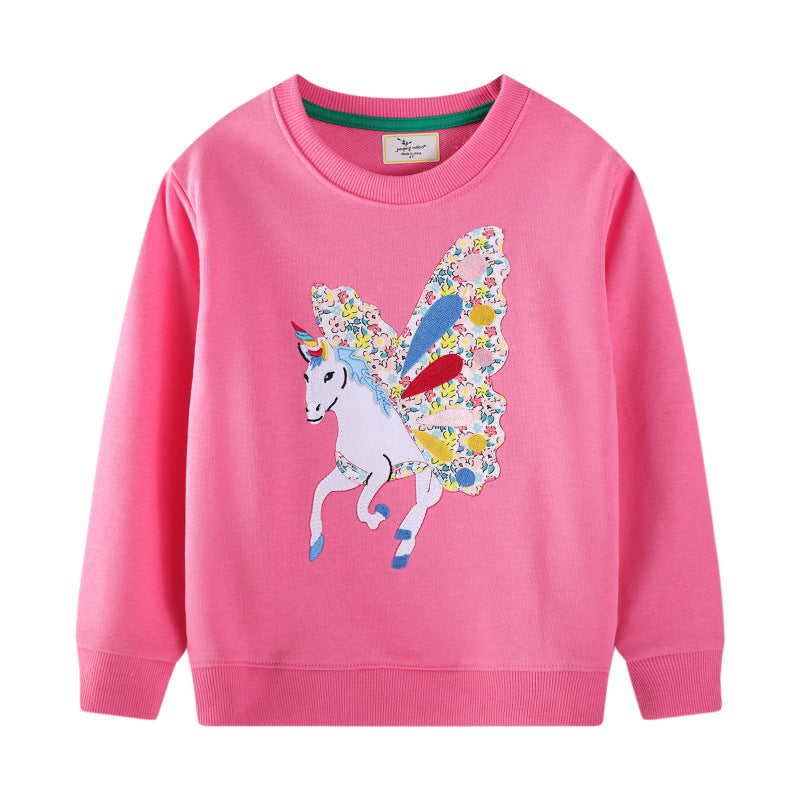 Mädchen Sweatshirt mit zauberhaftem Einhorn-Design und bunten Blumenapplikationen Echo Archiv