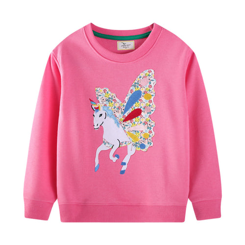 Mädchen Sweatshirt mit zauberhaftem Einhorn-Design und bunten Blumenapplikationen Echo Archiv