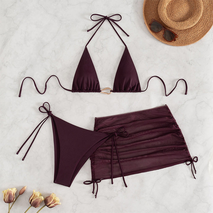Damen Bikini-Set mit Triangle-Oberteil und verstellbarem Rock Echo Archiv