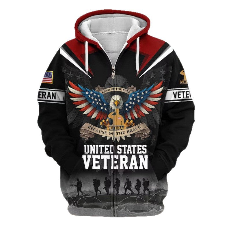 Herren Kapuzensweater mit amerikanischem Veteranenmotiv Echoarchiv