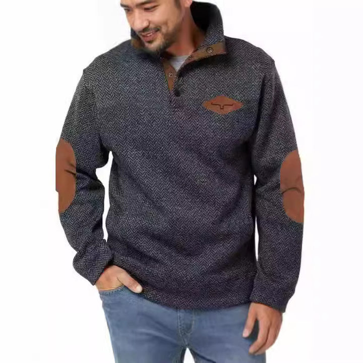 Herren vielseitiger Baumwollpullover mit strukturiertem Kragen Echoarchiv