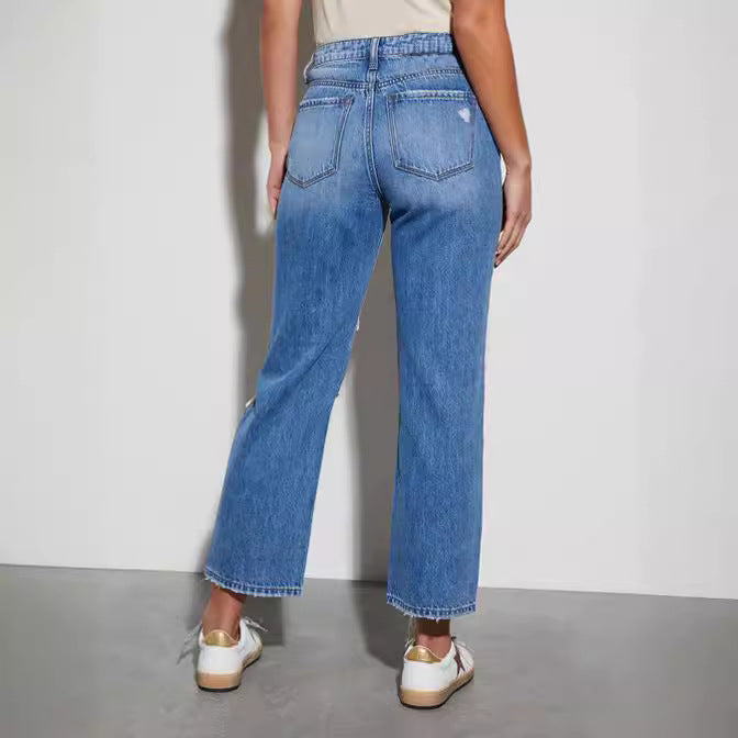 Damen Destroyed Jeans im modischen Bootcut-Stil Echo Archiv